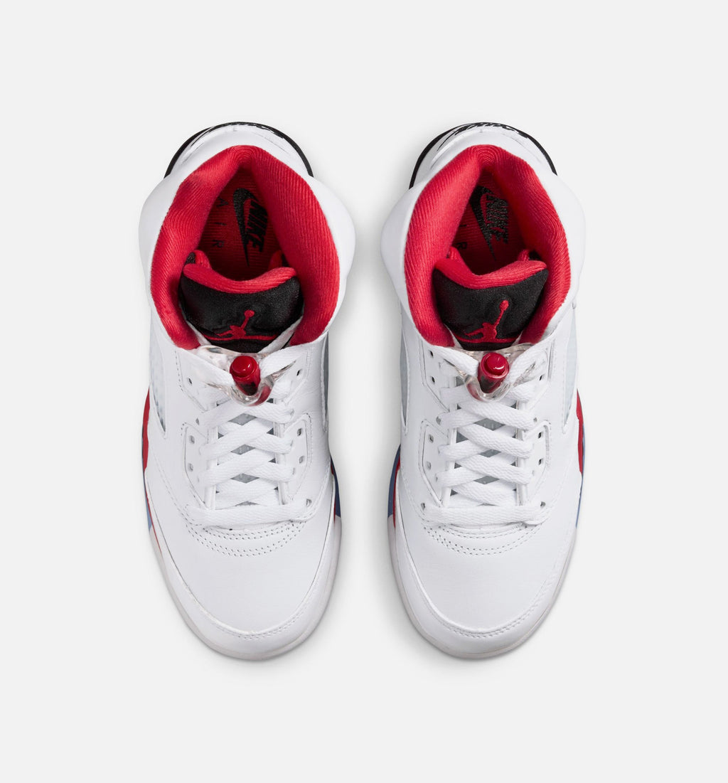 Air Jordan 5 Retro Fire Red Grade School Sneakers - White/Fire Red/Black