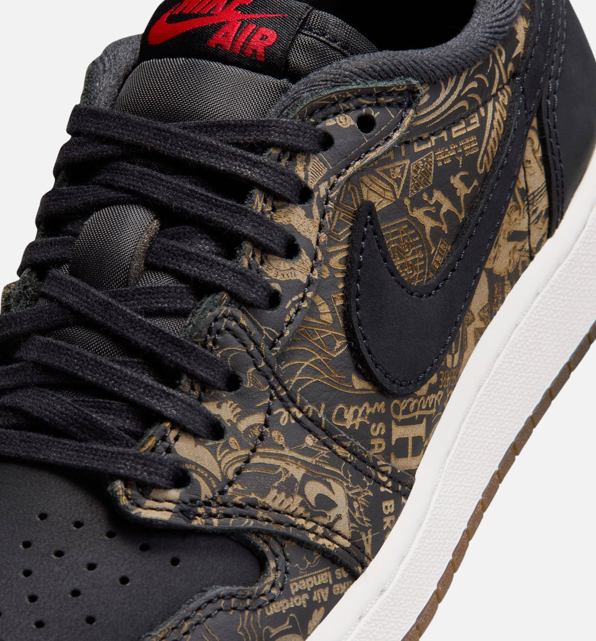 Air Jordan 1 Retro Low OG Laser Black and Varsity Red Grade School Sneakers - Black/Varsity Red/Summit White