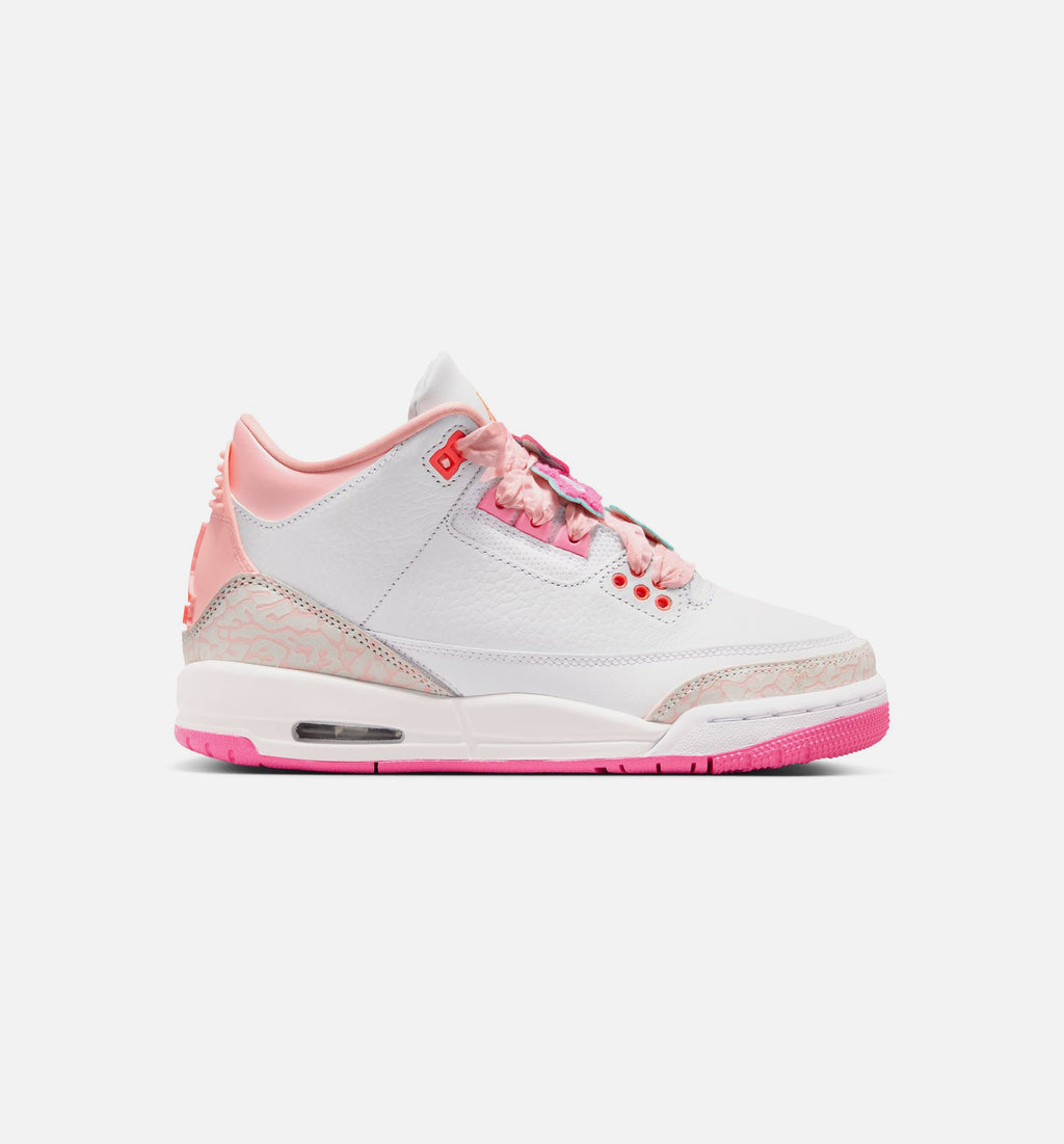 Air Jordan 3 Retro Spring Flowers Grade School Sneakers - Pearl Pink/Pink Bloom/Pink Glow/Hyper Orange