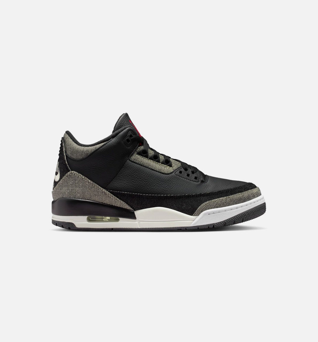 Air Jordan 3 x Levi's Black and White Men's Sneakers - Denim/Black/Gym Red