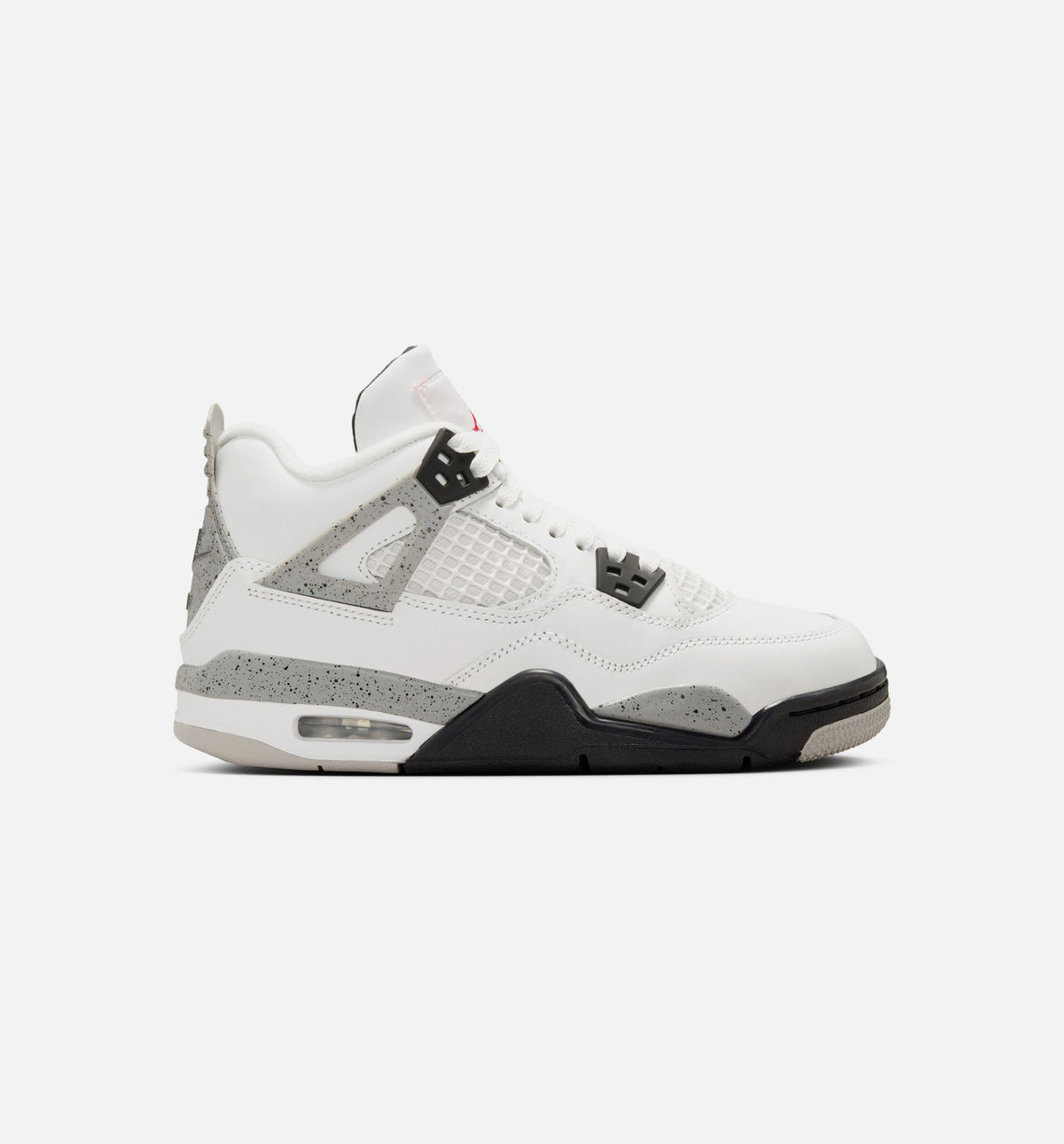 Air Jordan 4 Retro White Cement Grade School Sneakers - Summit White/Fire Red/Cement Grey/Black