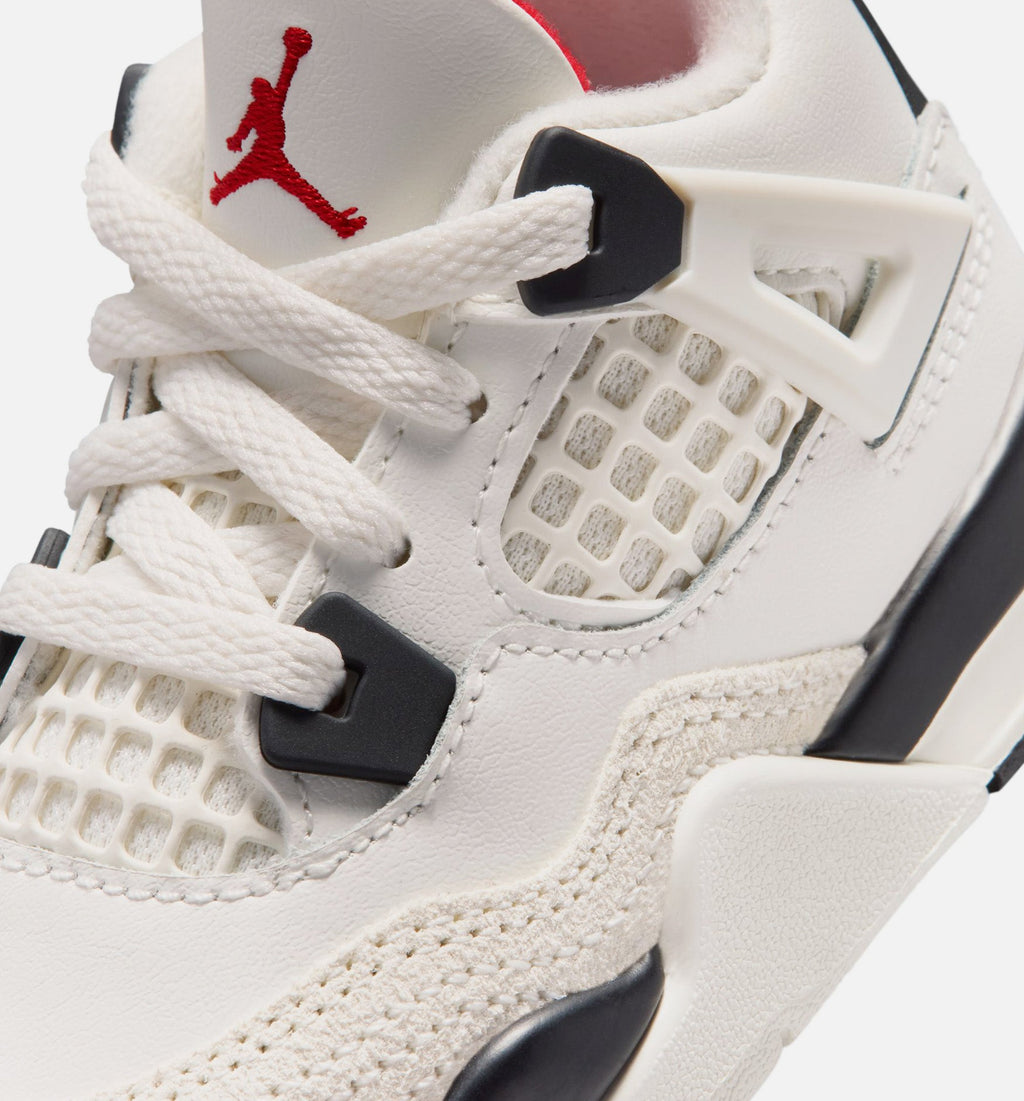 Air Jordan 4 Retro Flight Club Infant/Toddler Sneakers - Sail/Black/University Red