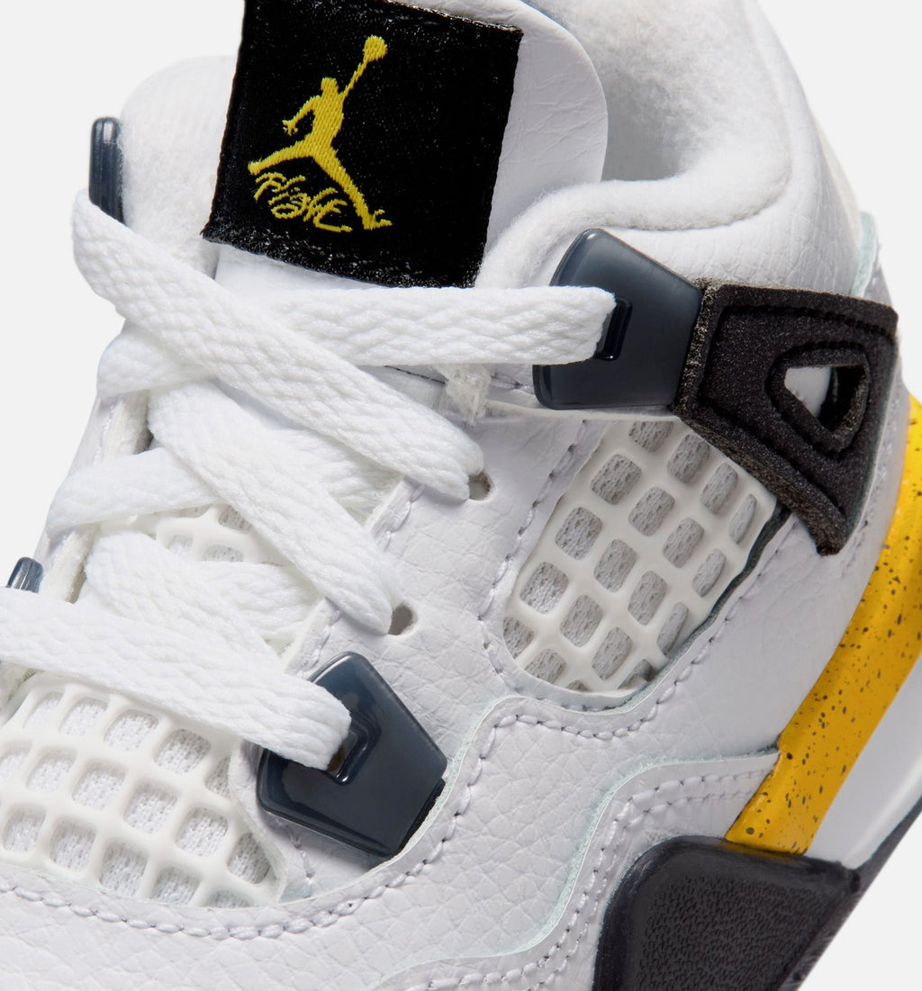Air Jordan 4 Retro Rare Air Tour Yellow Infant/Toddler Sneakers - White/Dark Blue Grey/Black/Tour Yellow