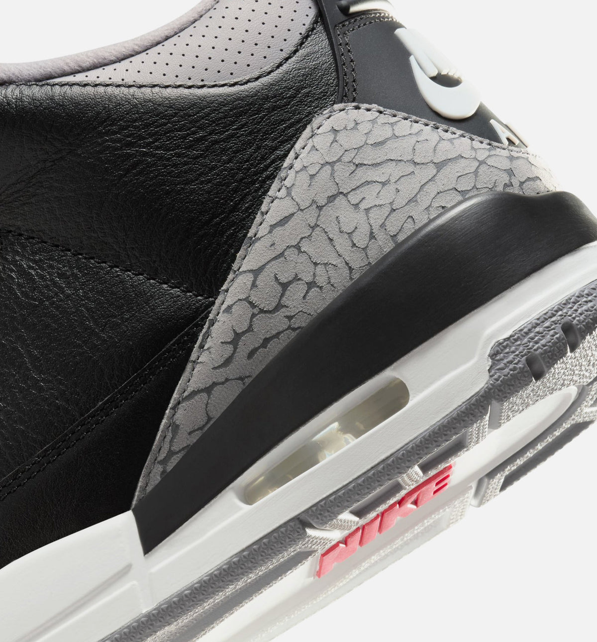 Air Jordan 3 Retro Black Cement Men's Sneakers - Black/Fire Red/Cement Grey/Summit White