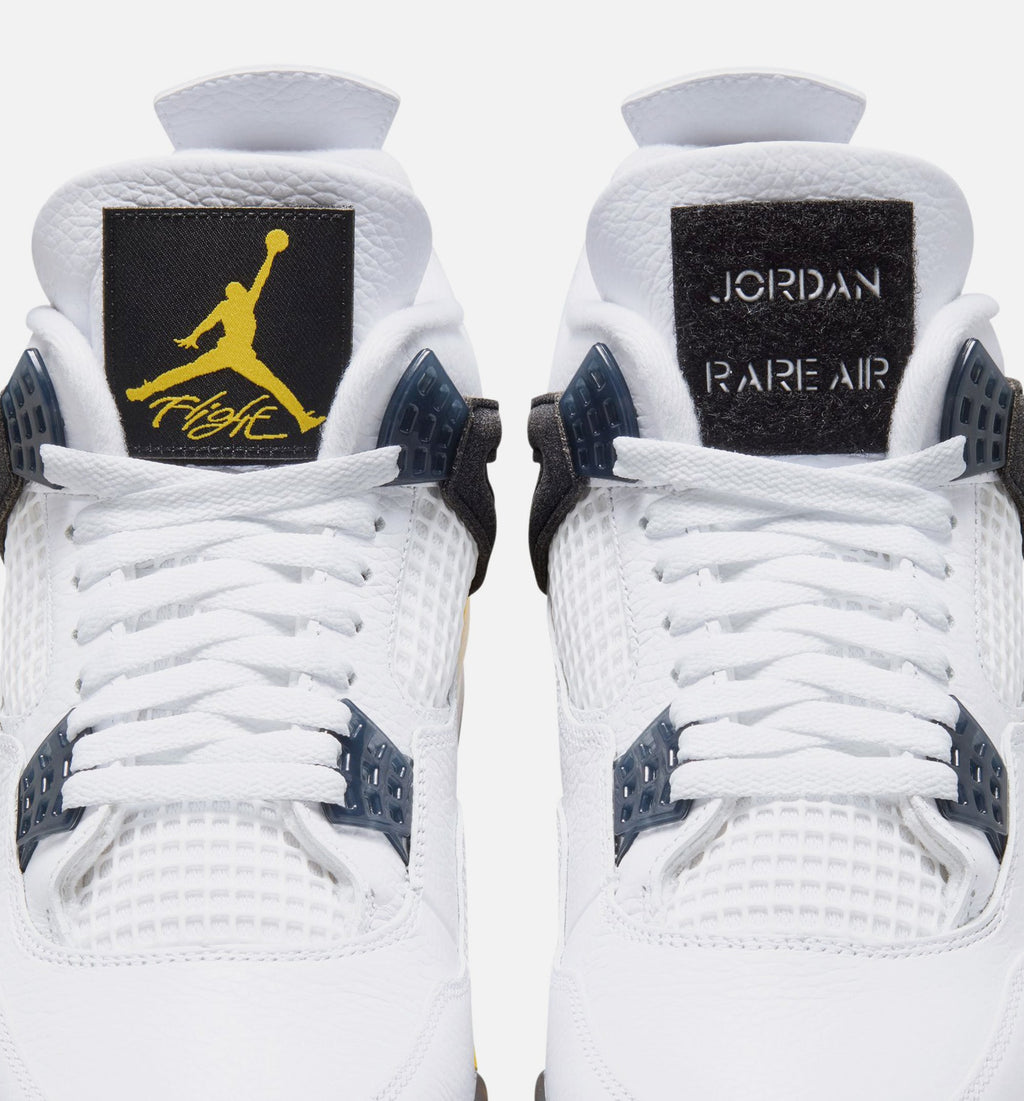 Air Jordan 4 Retro Rare Air Tour Yellow Men's Sneakers - White/Dark Blue Grey/Black/Tour Yellow