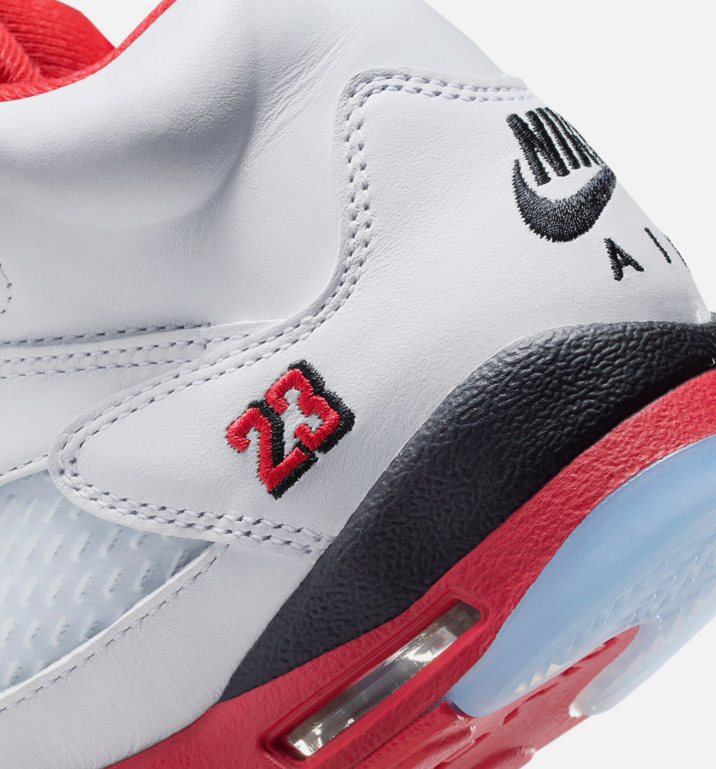 Air Jordan 5 Retro Fire Red Grade School Sneakers - White/Fire Red/Black