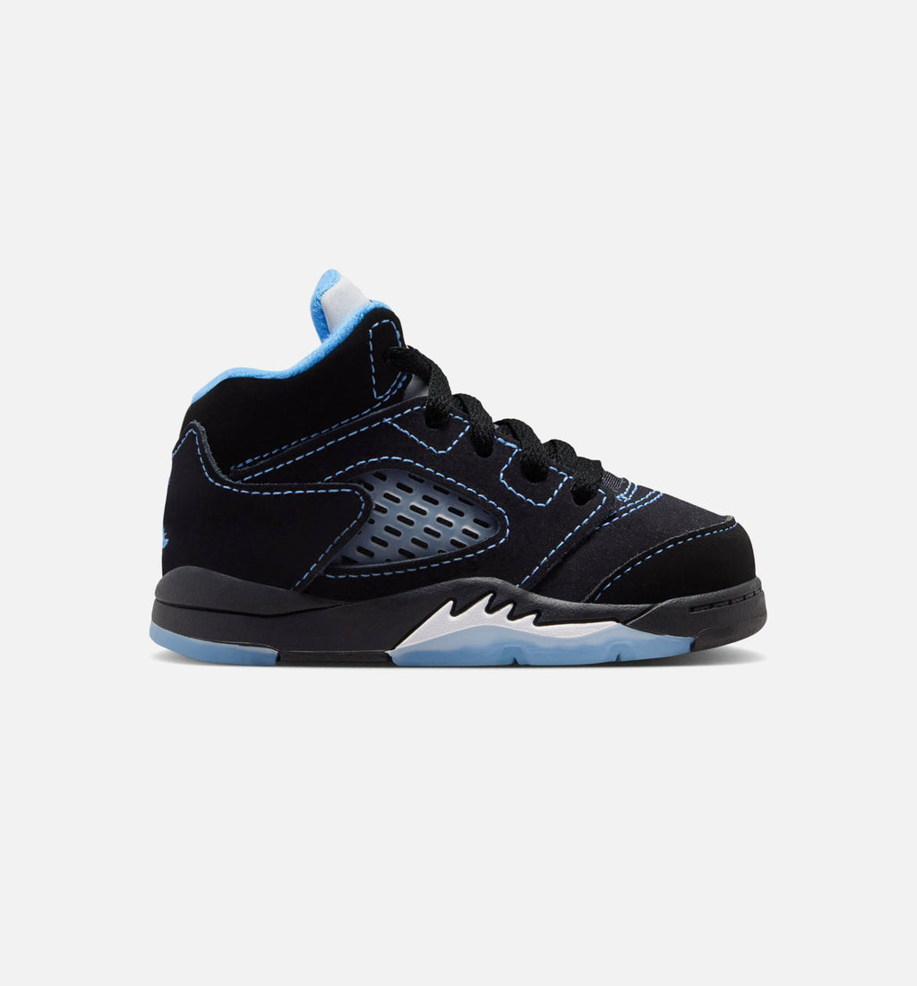 Air Jordan 5 Retro Black Carolina Infant/Toddler Sneakers - Black/University Blue/White
