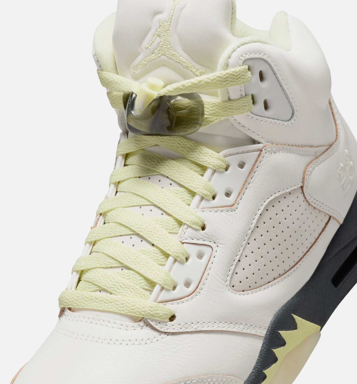 Air Jordan 5 Retro Luminous Green and Sail Women's Sneakers - Sail/Luminous Green/Anthracite