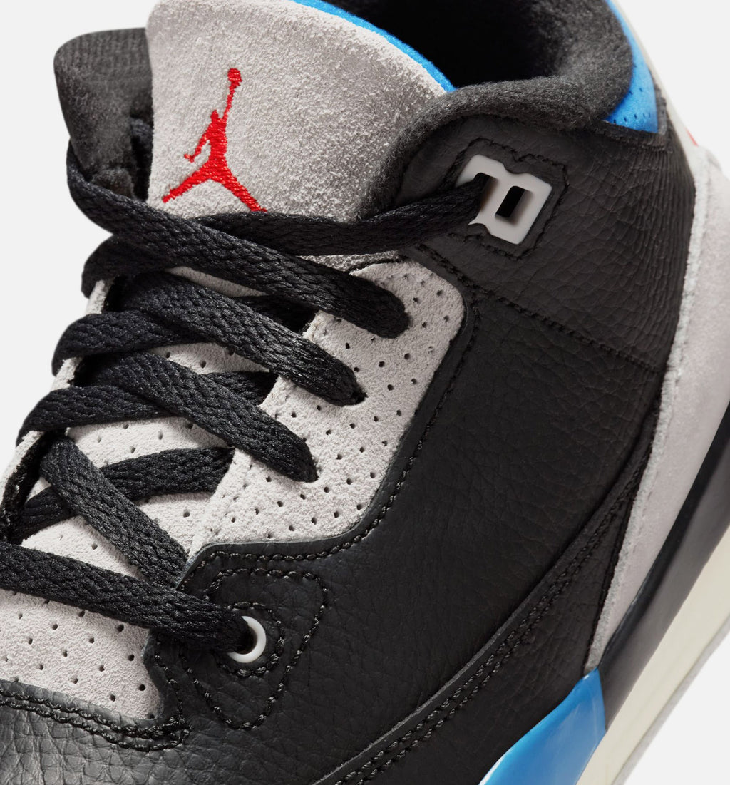 Air Jordan 3 Retro OG Rare Air Preschool Sneakers - Black/Chile Red/Neutral Grey