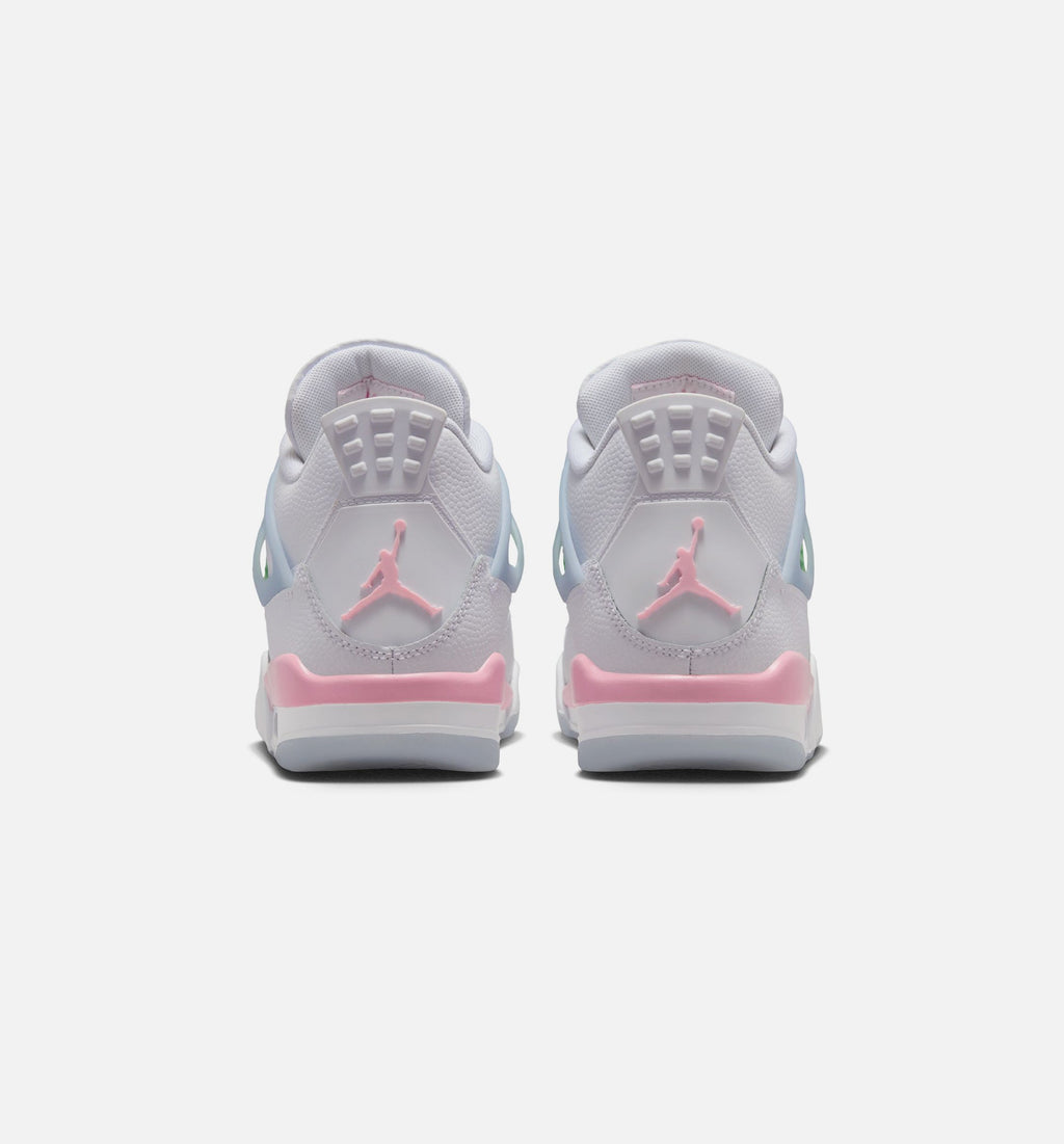 Air Jordan 4 Retro Medium Soft Pink Grade School Sneakers - White/Medium Soft Pink/Half Blue