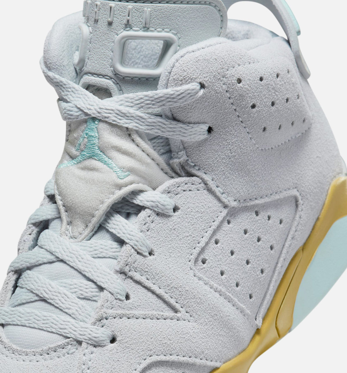 Air Jordan 6 Retro Pearl Preschool Sneakers - Pure Platinum/Glacier Blue/Metallic Gold