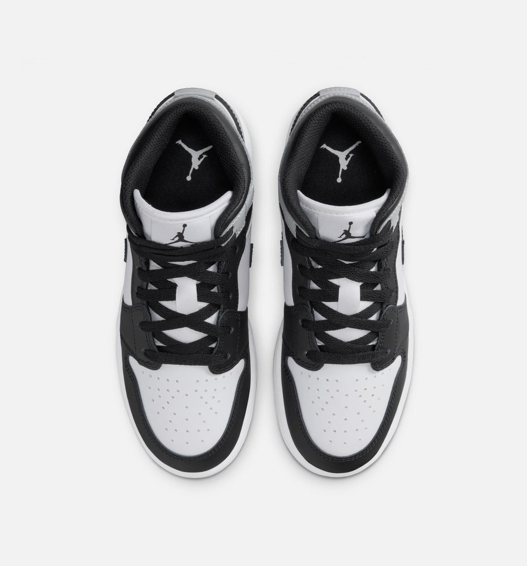 Air Jordan 1 Mid Grade School Sneakers - White/Light Smoke Grey/Black