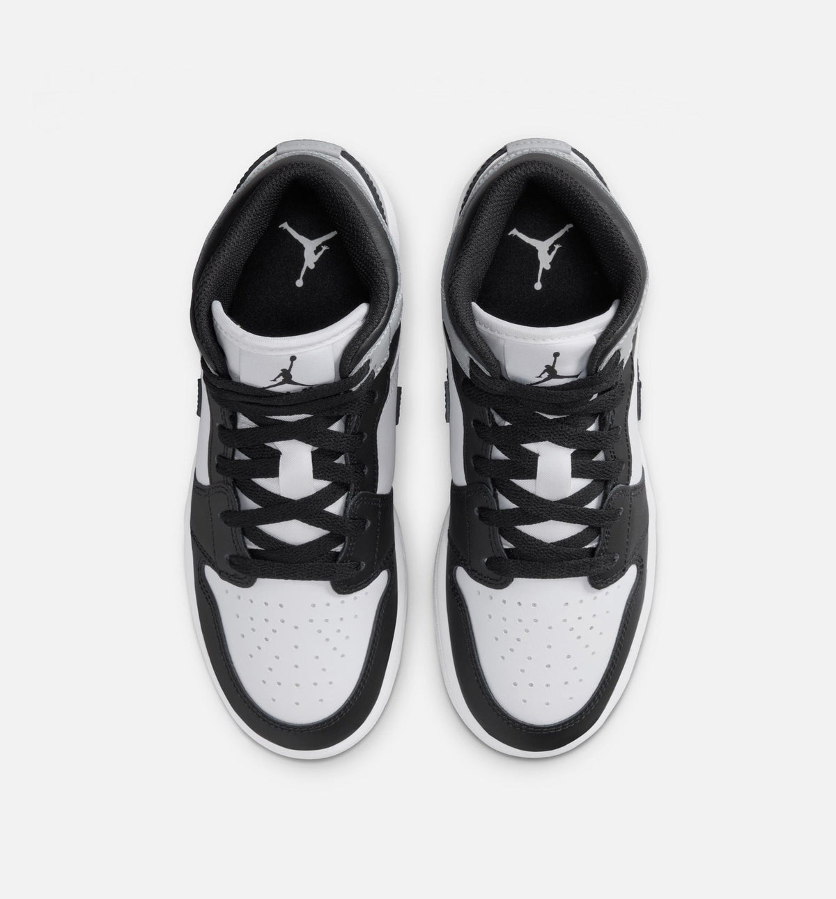Air Jordan 1 Mid Grade School Sneakers - White/Light Smoke Grey/Black
