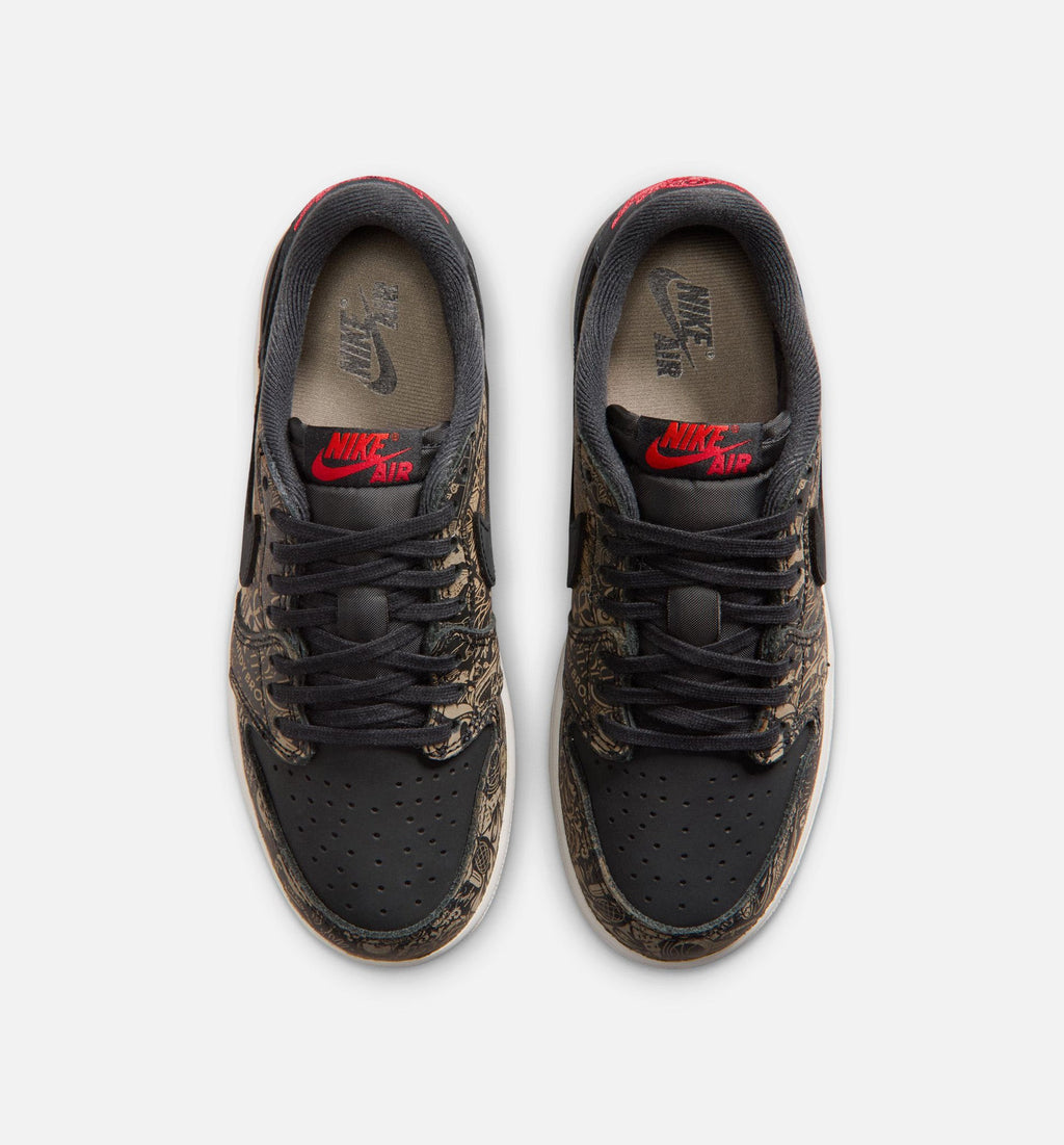 Air Jordan 1 Retro Low OG Laser Black and Varsity Red Grade School Sneakers - Black/Varsity Red/Summit White