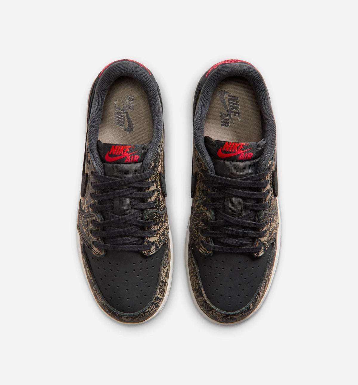 Air Jordan 1 Retro Low OG Laser Black and Varsity Red Grade School Sneakers - Black/Varsity Red/Summit White