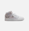 Air Jordan 1 Mid SE Grade School Sneakers - White/Field Silver