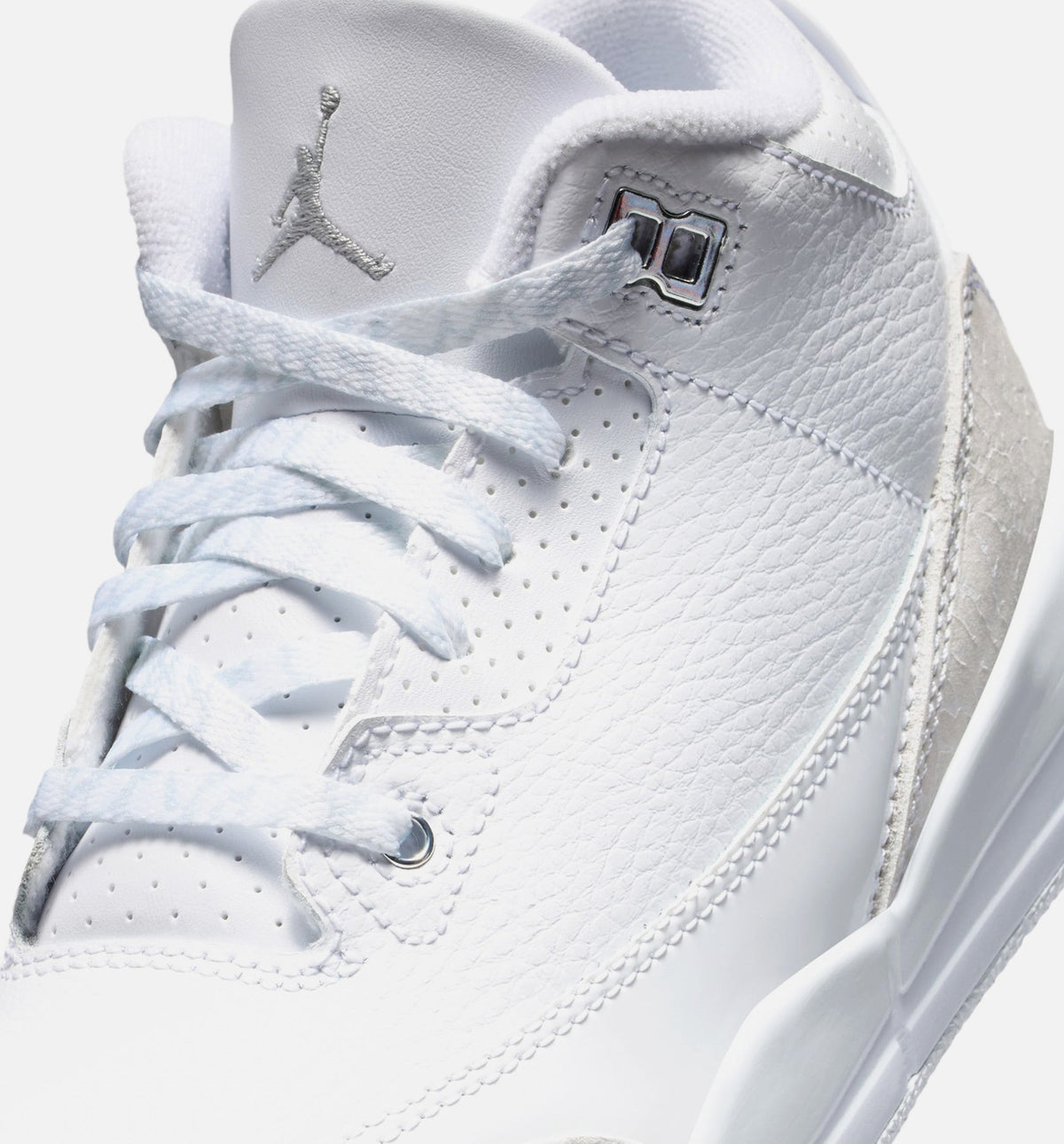 Air Jordan 3 Retro White and Silver Preschool Sneakers - White/Metallic Silver