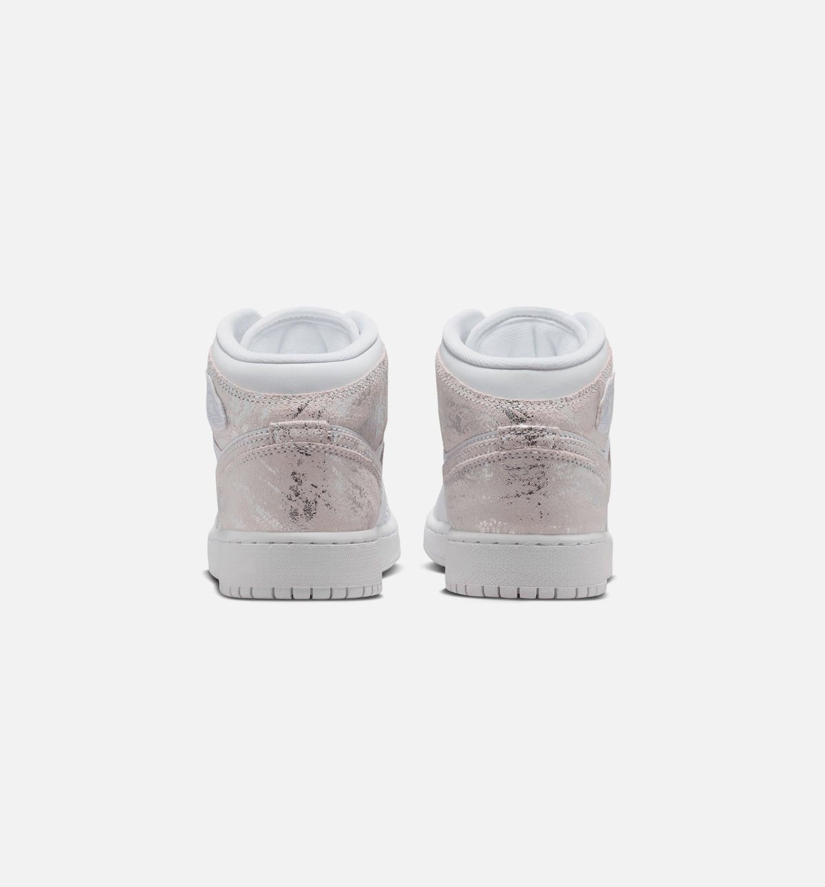 Air Jordan 1 Mid SE Grade School Sneakers - White/Field Silver