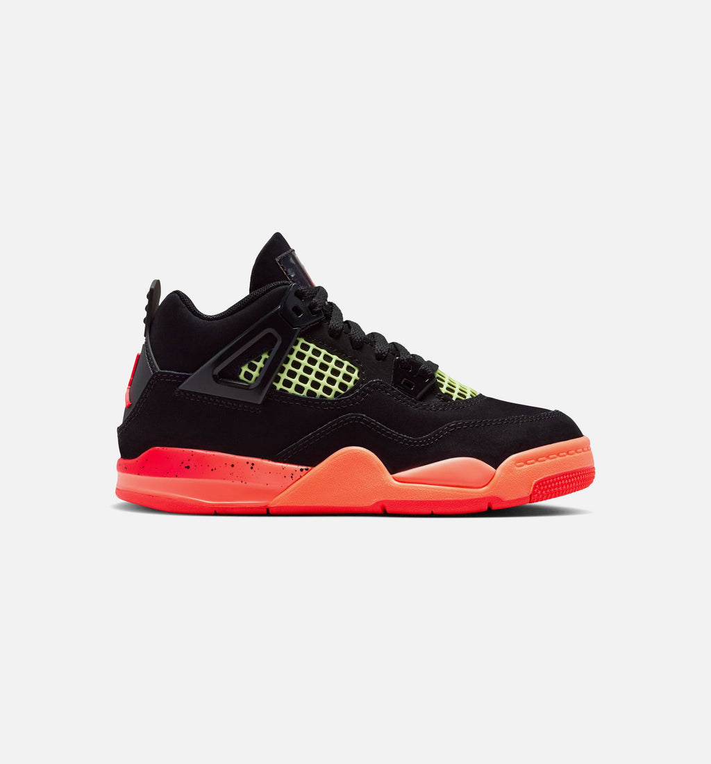 Air Jordan 4 Retro Black Infrared 23 Preschool Sneakers - Black/Infrared 23/Bright Mango