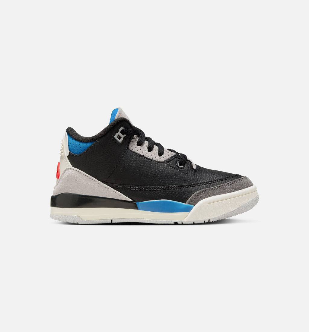 Air Jordan 3 Retro OG Rare Air Preschool Sneakers - Black/Chile Red/Neutral Grey