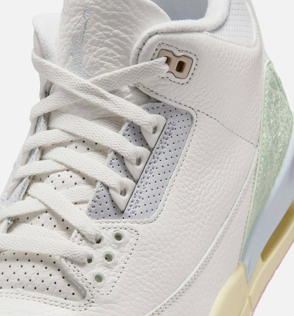 Air Jordan 3 Retro Sail and Jade Aura Men's Sneakers - Sail/Jade Aura/Aura/Iced Carmine