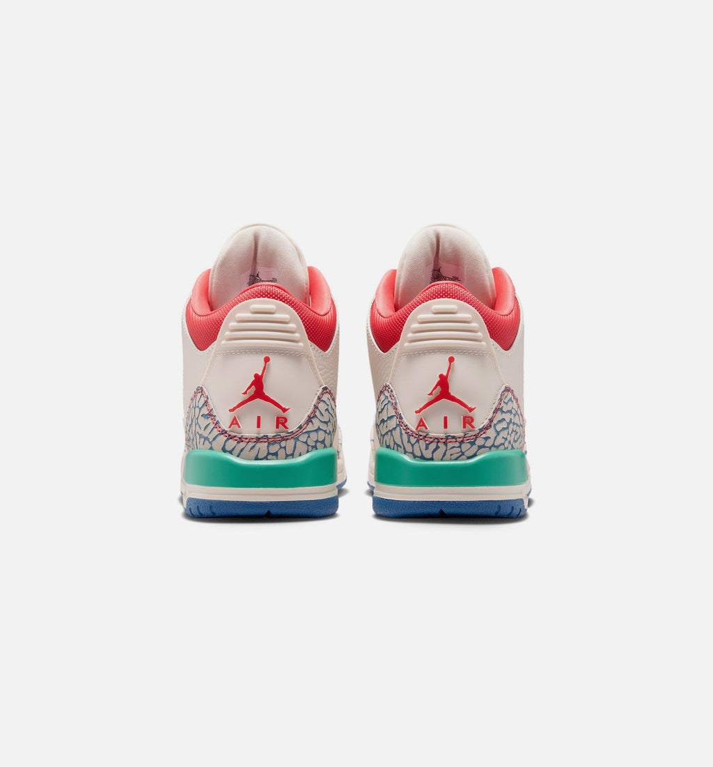 Air Jordan 3 Retro Play Your Way Grade School Sneakers - Chalk/Track Red/True Blue/Kinetic Green