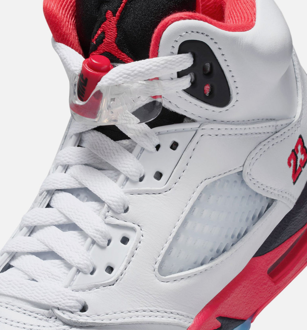 Air Jordan 5 Retro Fire Red Grade School Sneakers - White/Fire Red/Black