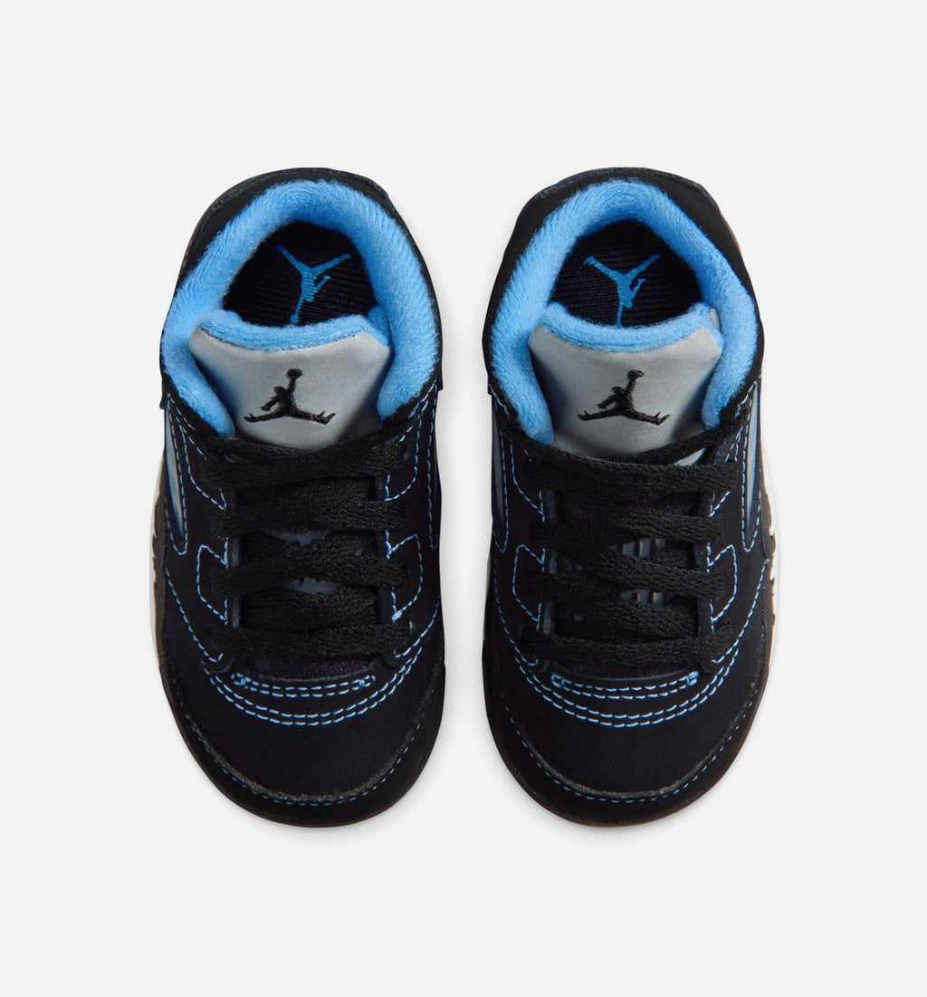 Air Jordan 5 Retro Black Carolina Infant/Toddler Sneakers - Black/University Blue/White