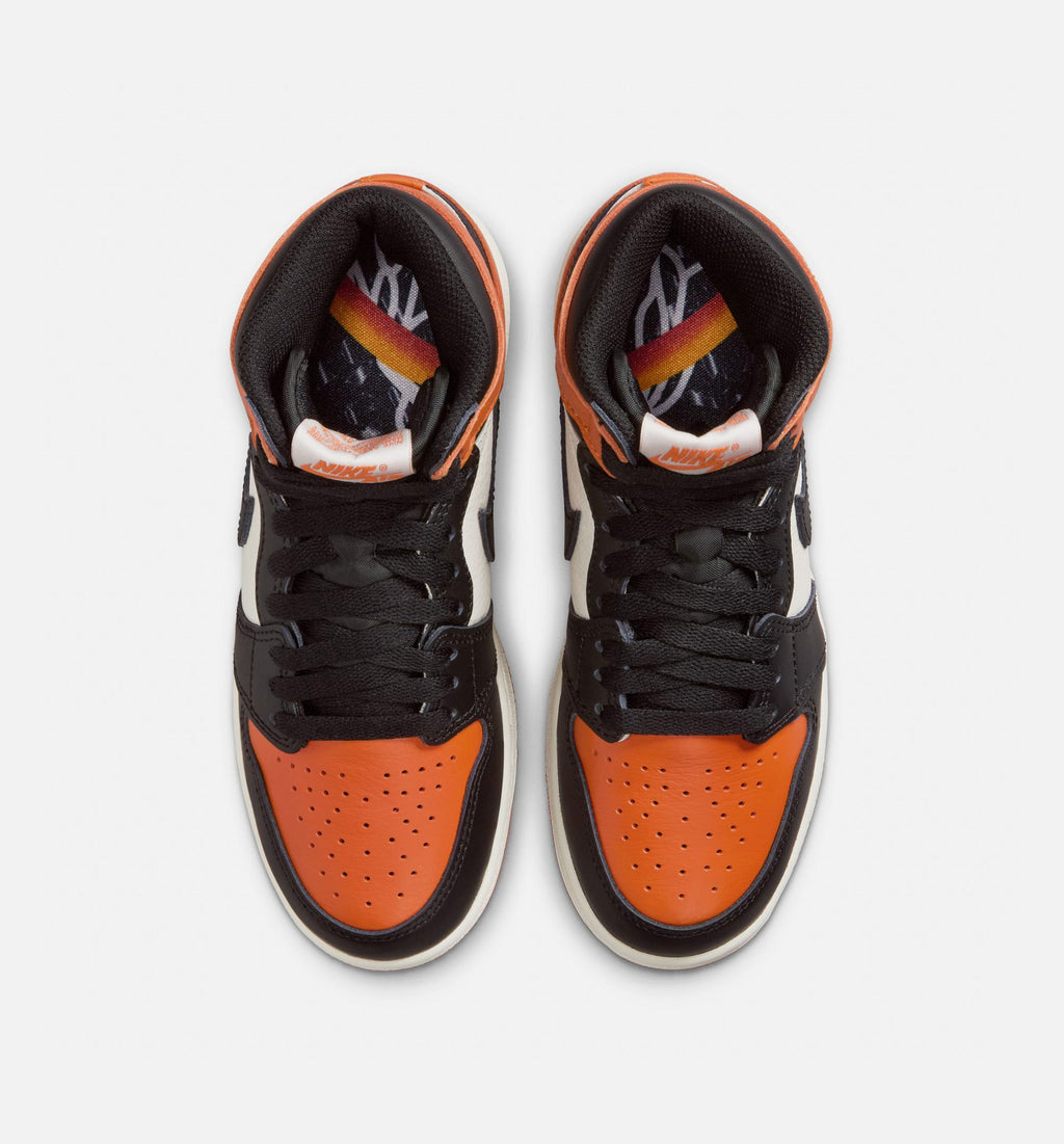 Air Jordan 1 Retro High OG Shattered Backboard Grade School Sneakers - Black/Black/Sail/Starfish
