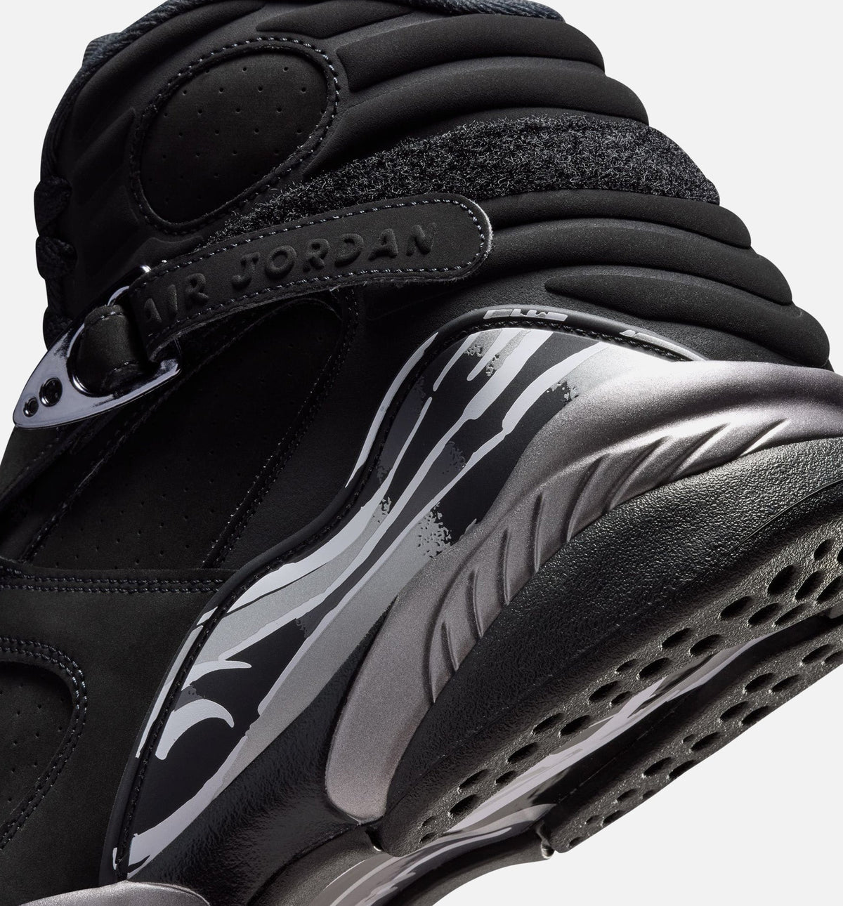 Air Jordan 8 Retro Chrome Men's Sneakers - Black/White/Light Graphite