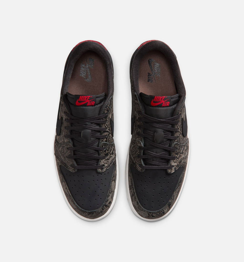 Air Jordan 1 Retro Low OG Laser Black and Varsity Red Men's Sneakers - Black/Varsity Red/Summit White