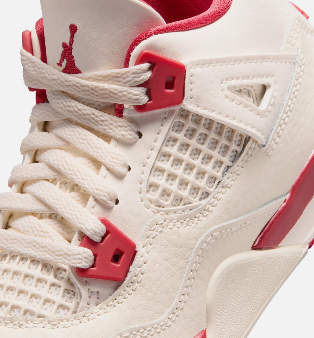 Air Jordan 4 Retro Valentine's Day Preschool Sneakers - Pale Ivory/Sierra Red/Tough Red
