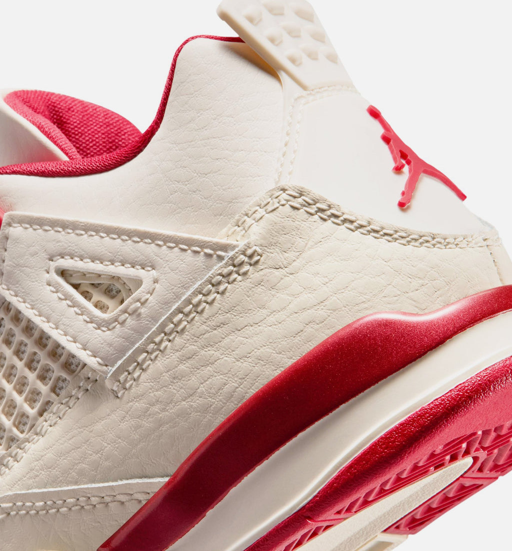 Air Jordan 4 Retro Valentine's Day Preschool Sneakers - Pale Ivory/Sierra Red/Tough Red