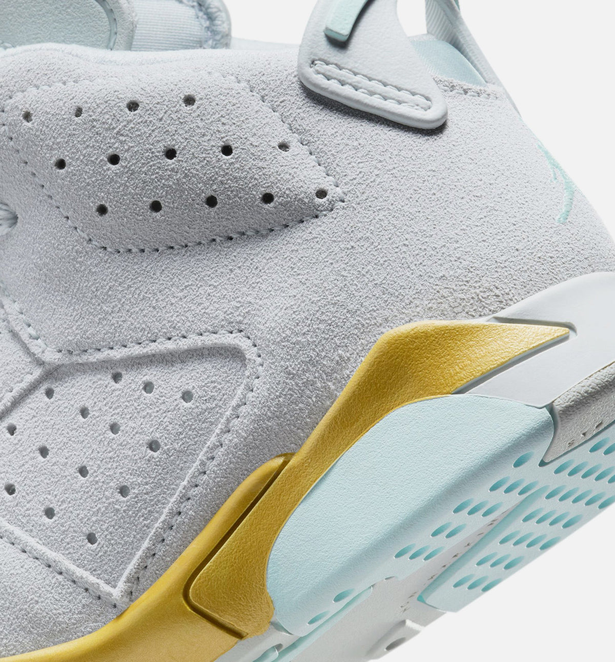Air Jordan 6 Retro Pearl Preschool Sneakers - Pure Platinum/Glacier Blue/Metallic Gold