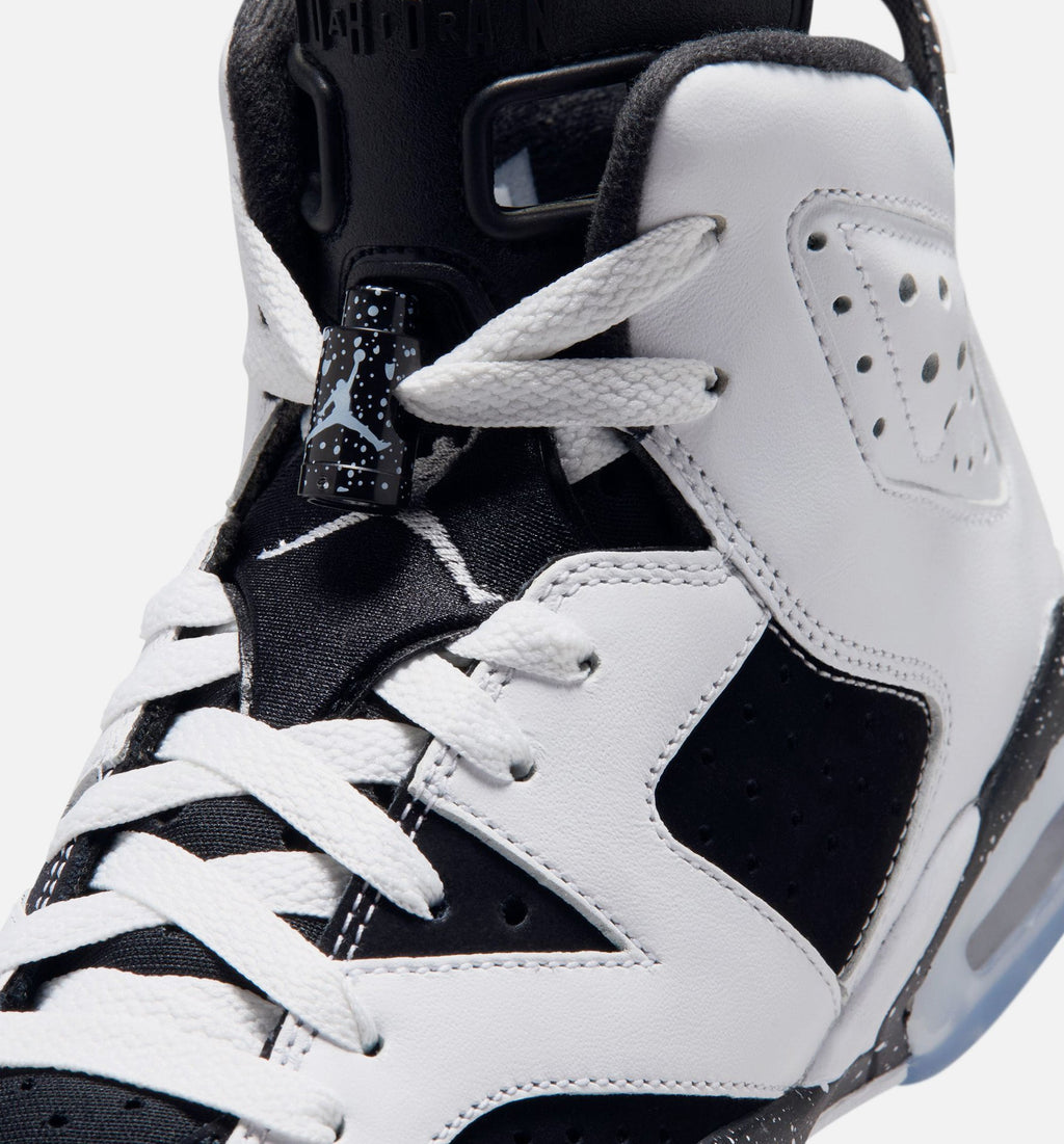 Air Jordan 6 Retro Black and White Grade School Sneakers - Black/White