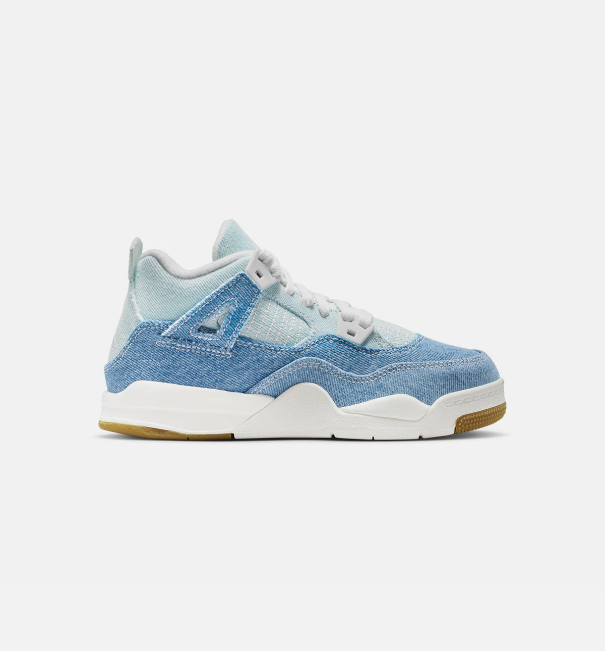 Air Jordan 4 Retro Worn Blue Preschool Sneakers - Sail/Worn Blue/Metallic Gold