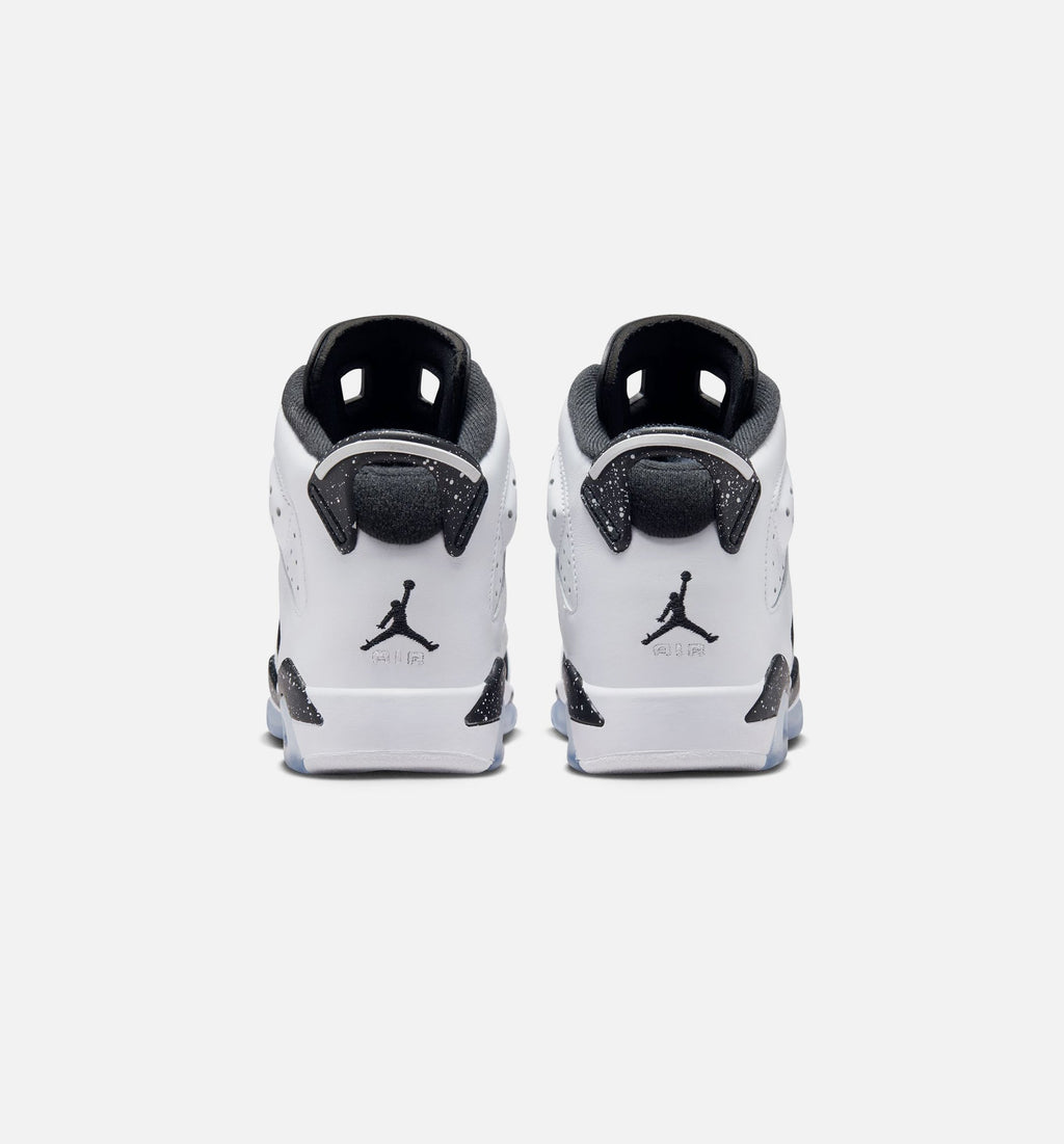 Air Jordan 6 Retro Black and White Grade School Sneakers - Black/White