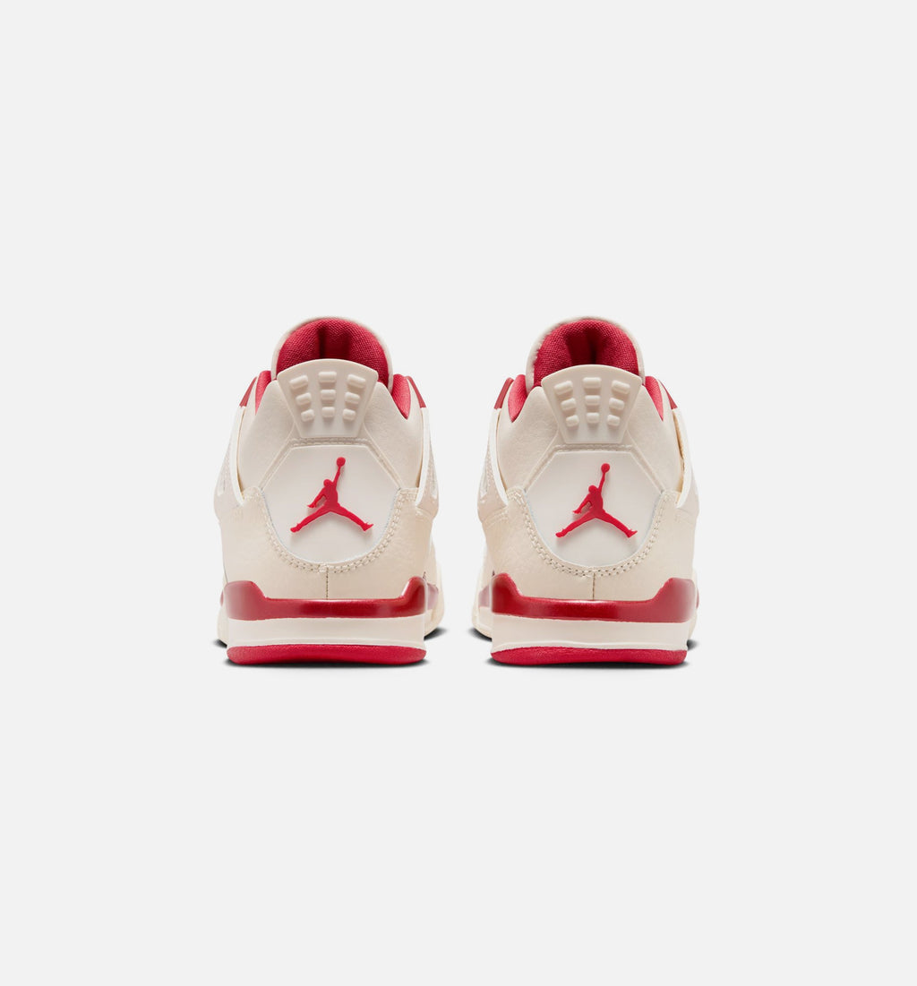 Air Jordan 4 Retro Valentine's Day Preschool Sneakers - Pale Ivory/Sierra Red/Tough Red