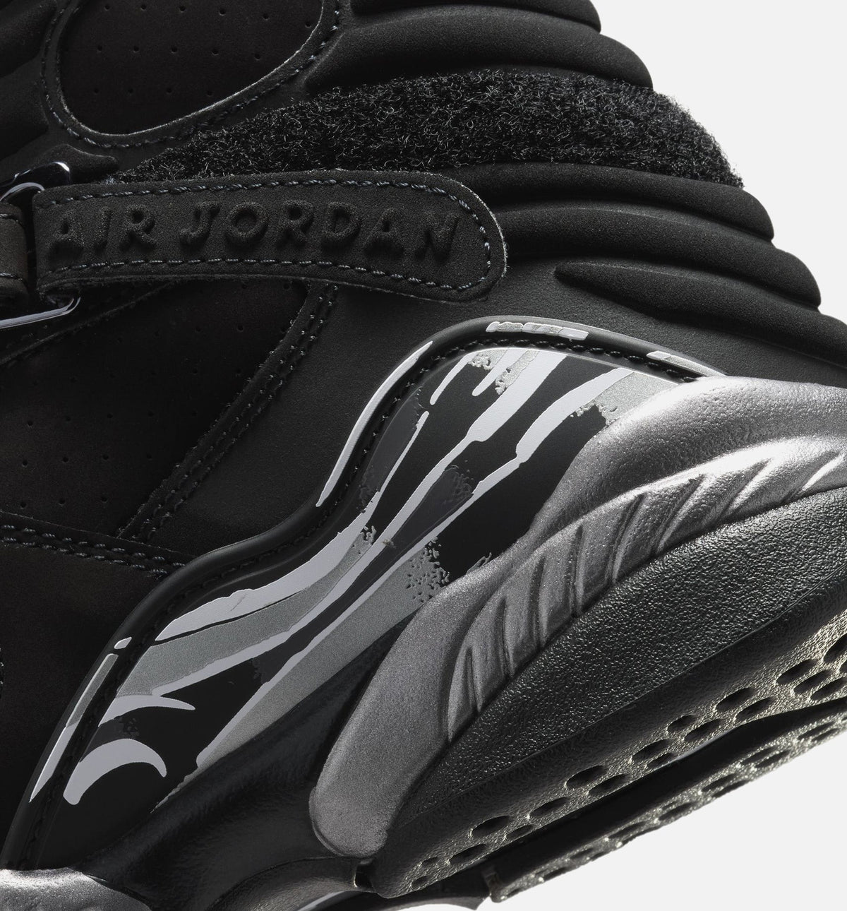 Air Jordan 8 Retro Chrome Grade School Sneakers - Black/White/Light Graphite