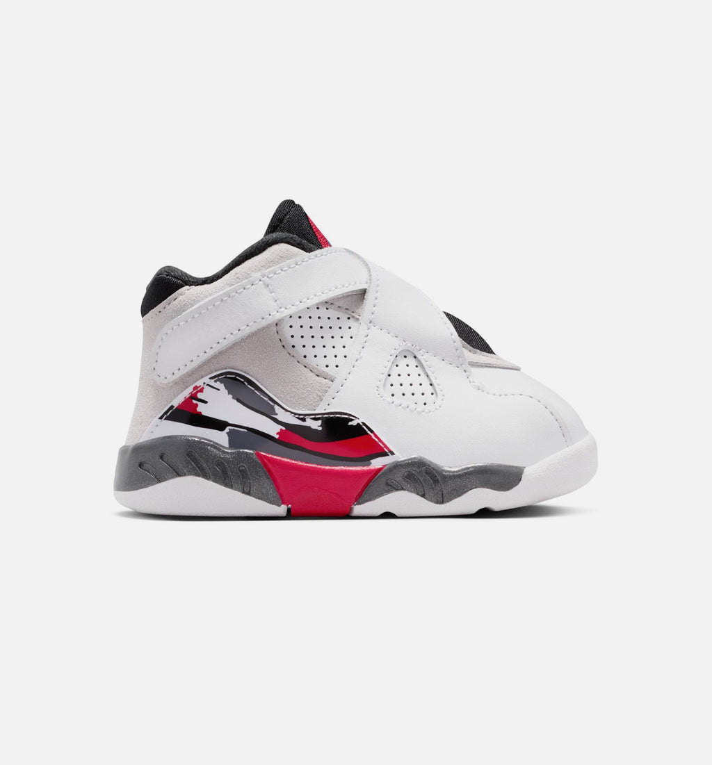 Air Jordan 8 Retro White and True Red Infant/Toddler Sneakers - White/Black/True Red