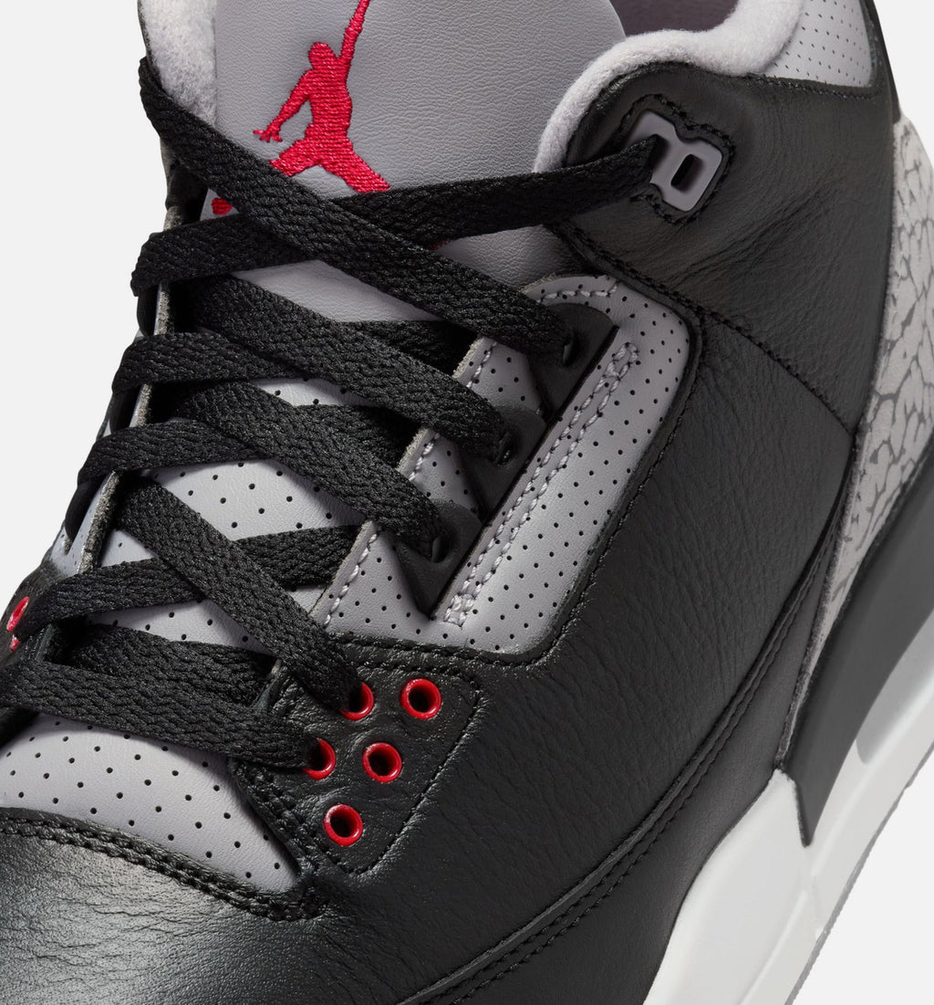 Air Jordan 3 Retro Black Cement Men's Sneakers - Black/Fire Red/Cement Grey/Summit White