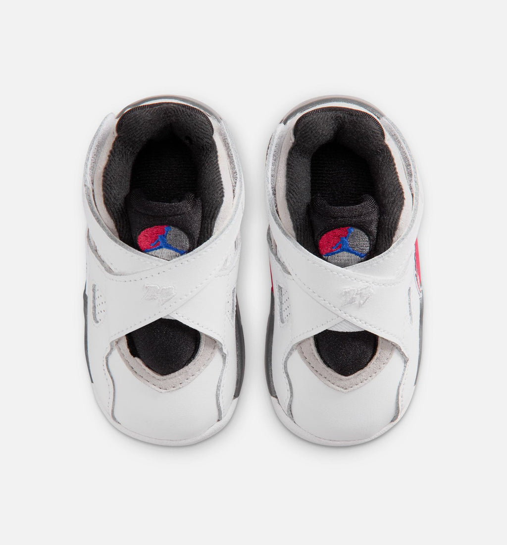Air Jordan 8 Retro White and True Red Infant/Toddler Sneakers - White/Black/True Red
