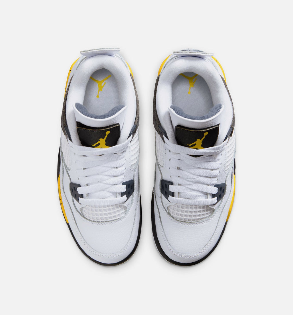 Air Jordan 4 Retro Rare Air Tour Yellow Grade School Sneakers - White/Dark Blue Grey/Black/Tour Yellow