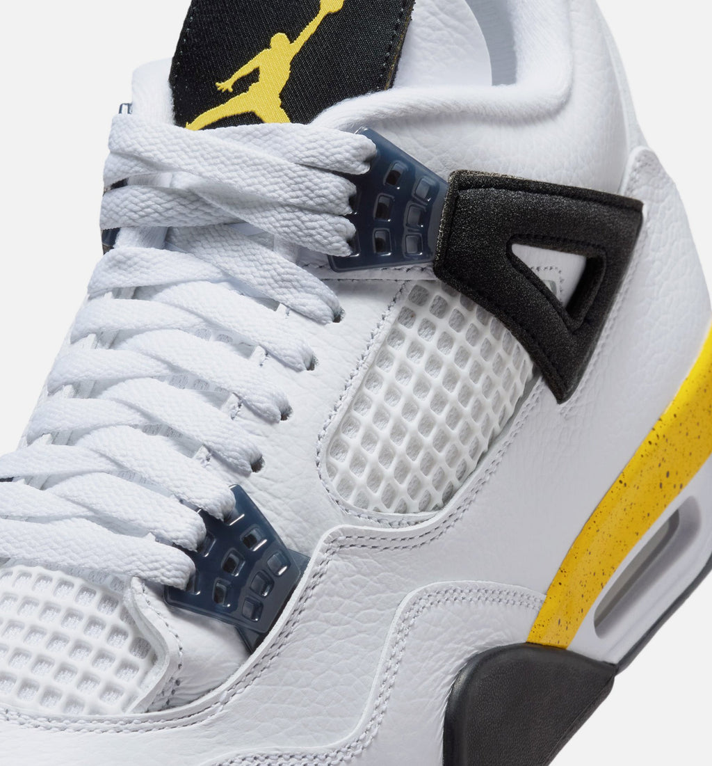 Air Jordan 4 Retro Rare Air Tour Yellow Men's Sneakers - White/Dark Blue Grey/Black/Tour Yellow