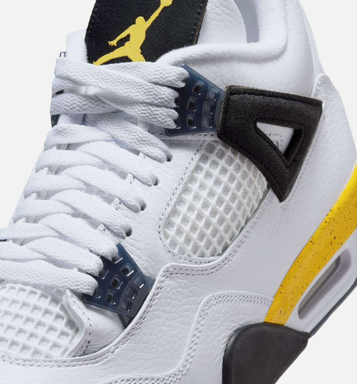 Air Jordan 4 Retro Rare Air Tour Yellow Men's Sneakers - White/Dark Blue Grey/Black/Tour Yellow