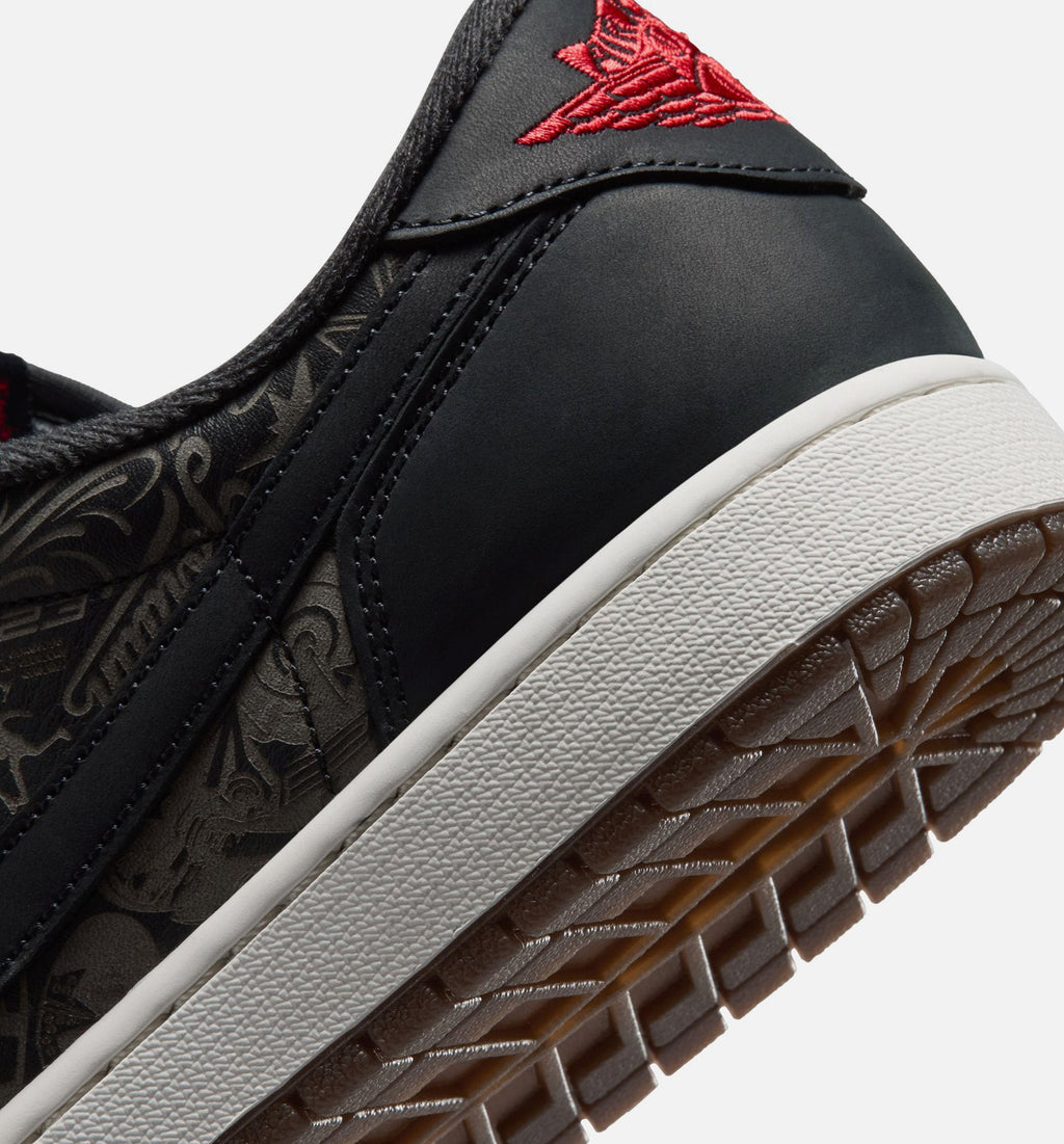 Air Jordan 1 Retro Low OG Laser Black and Varsity Red Men's Sneakers - Black/Varsity Red/Summit White