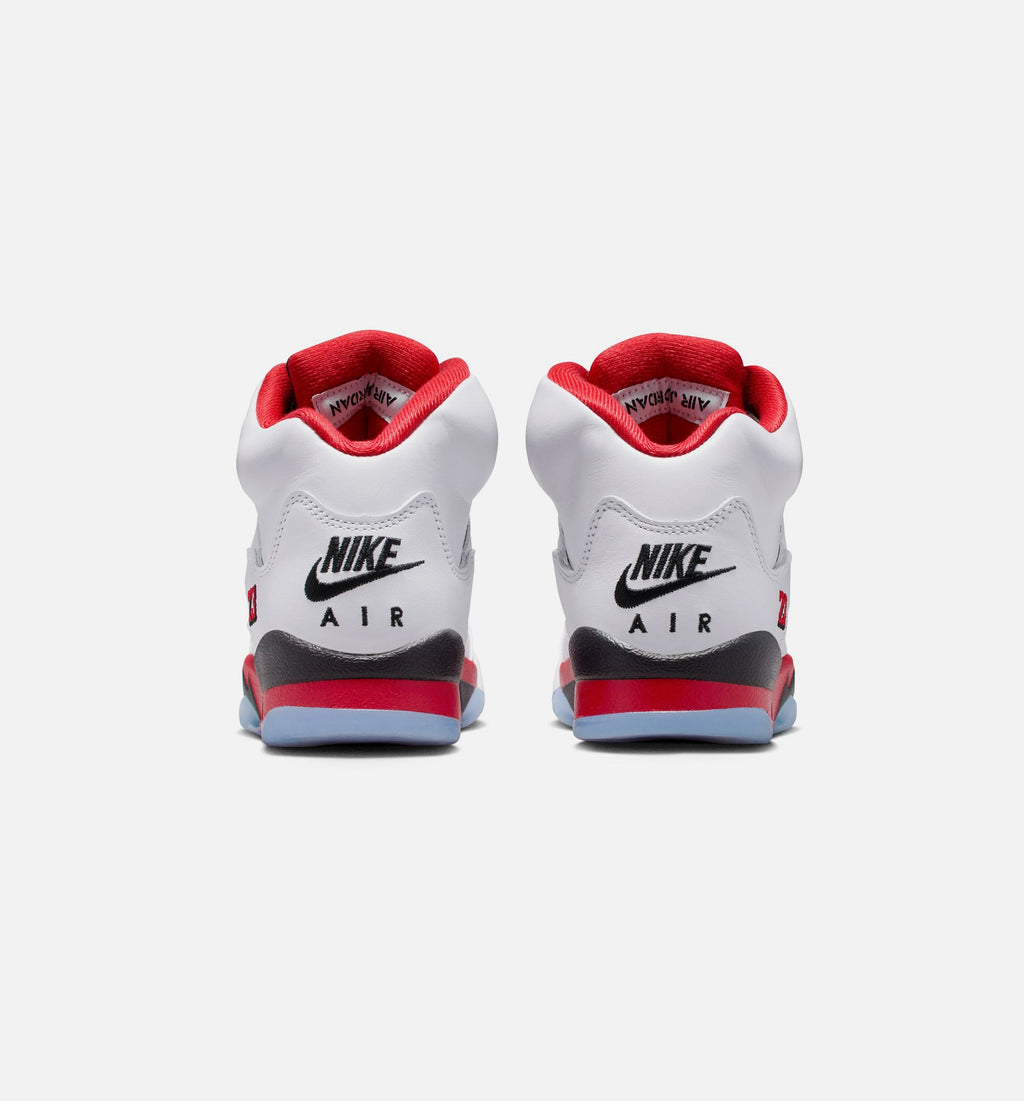 Air Jordan 5 Retro Fire Red Grade School Sneakers - White/Fire Red/Black