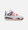 Air Jordan 4 Retro Comic Grade School Sneakers - Off White/Fire Pink/Anthracite