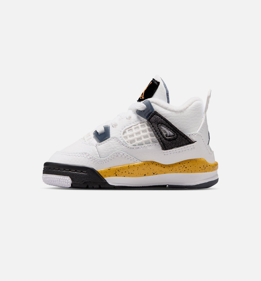 Air Jordan 4 Retro Rare Air Tour Yellow Infant/Toddler Sneakers - White/Dark Blue Grey/Black/Tour Yellow