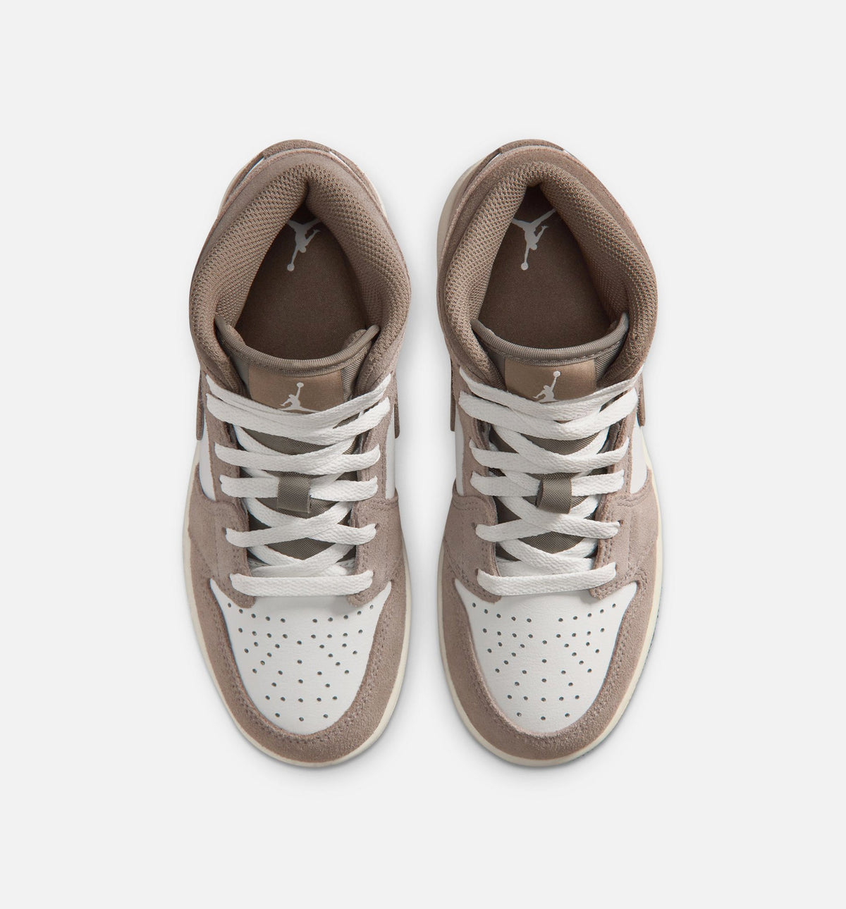 Air Jordan 1 Mid Grade School Sneakers - Enigma Stone/Olive Grey/Summit White